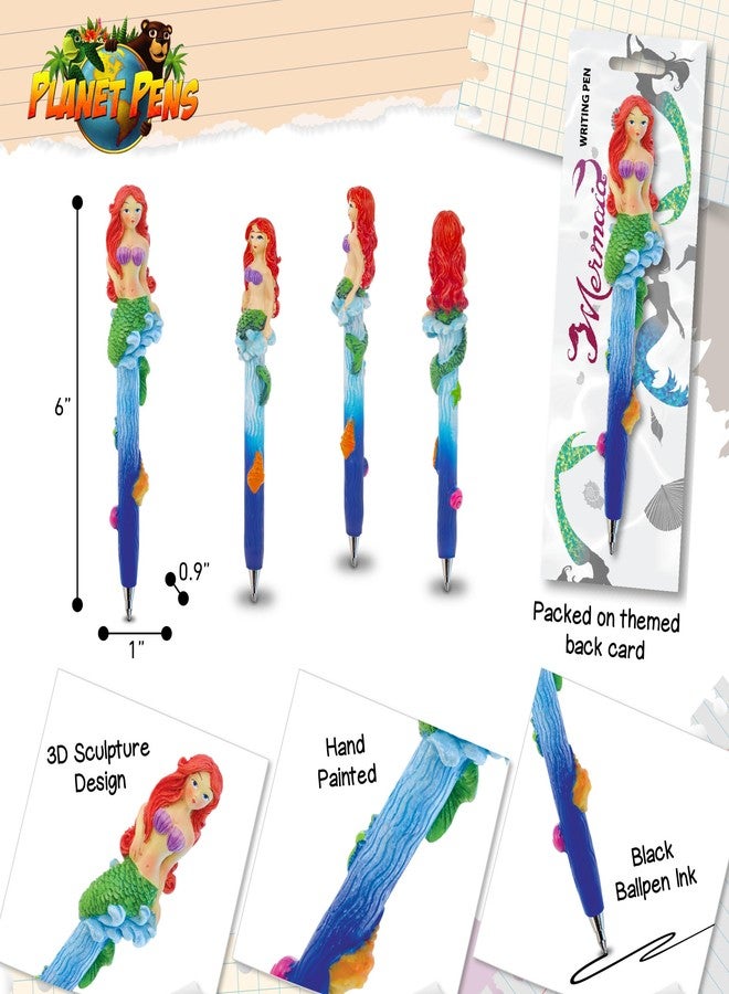 Puzzled Planet Pens Mermaid Novelty Pen - Cute Fun & Unique Kids & Adults Office Supplies Ballpoint Pen, Colorful Sea Life Writing Pen Instrument For School & Office - Image 3